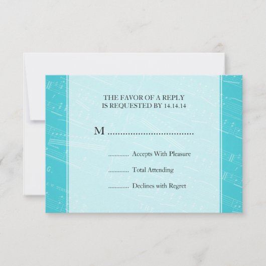 Elegante Wedding UAWG Sheet Music Blue RSVP Karte (Vorderseite)