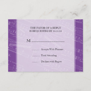 Elegante Wedding UAWG Sheet Music Lila RSVP Karte