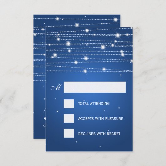 Elegante Wedding UAWG Sparkling Lines Sapphire Blu RSVP Karte (Vorne/Hinten)
