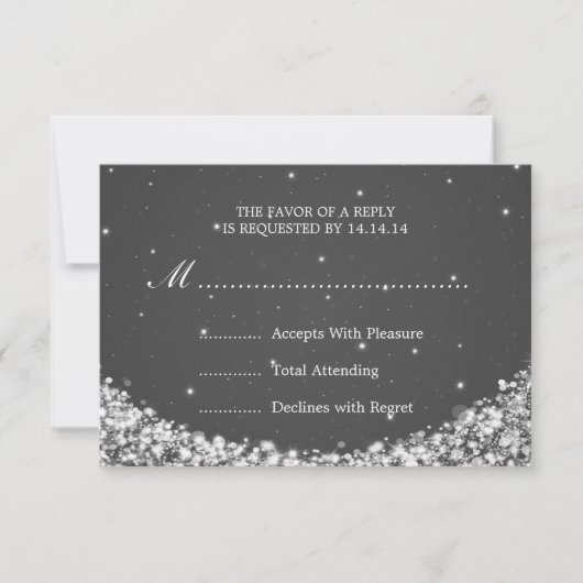 Elegante Wedding UAWG Star Sparkle Black RSVP Karte (Vorderseite)