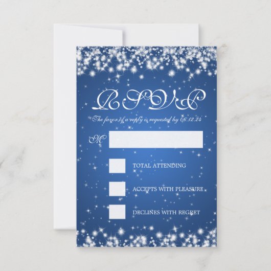 Elegante Wedding UAWG Winter Sparkle Blue RSVP Karte (Vorderseite)