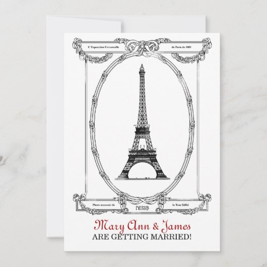 Elegante Wedding Vintag Paris Postkarte (Vorderseite)