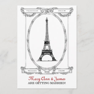 Elegante Wedding Vintag Paris Postkarte