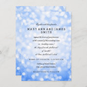 Elegante Wedding Vow Renewal Blue Glitzer Lights Einladung (Vorne/Hinten)