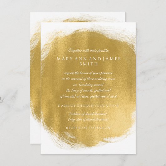 Elegante Wedding Vow Renewal Gold Paint Look Einladung (Vorne/Hinten)