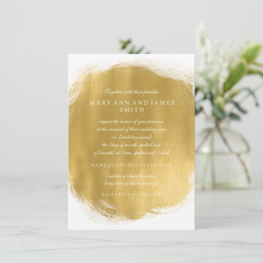 Elegante Wedding Vow Renewal Gold Paint Look Einladung (Stehend Vorderseite)
