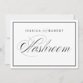 Elegante Wedding Washroom Sign Black Border (Vorderseite)