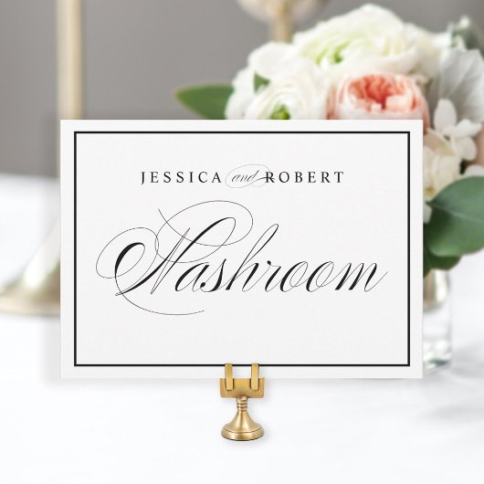 Elegante Wedding Washroom Sign Black Border
