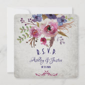 Elegante Wedding Watercolor Blume RSVP Card Einladung (Vorderseite)