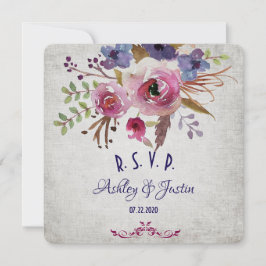 Elegante Wedding Watercolor Blume RSVP Card Einladung
