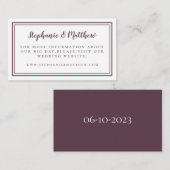 Elegante Wedding Website Minimalistisch Cassis Lil Begleitkarte (Vorne/Hinten)