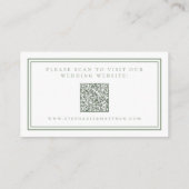 Elegante Wedding Website Modern QR Code Sage Green Begleitkarte (Rückseite)