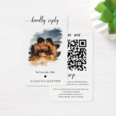 Elegante Wedding Website QR Code Foto RSVP Card (Schreibtisch)