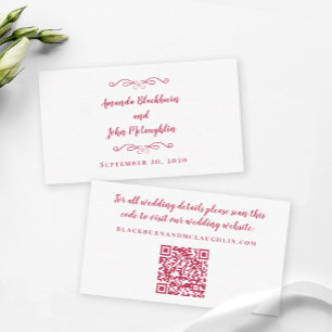 Elegante Wedding Website QR Code Magenta Red Moder Begleitkarte