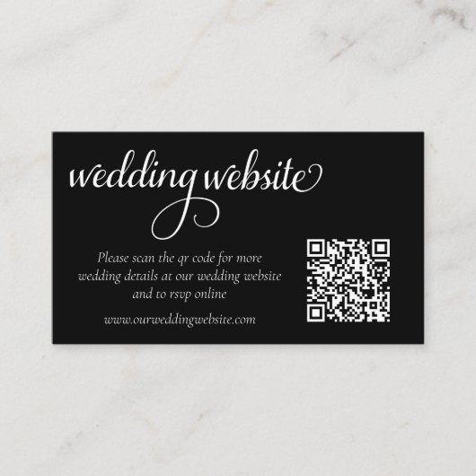 Elegante Wedding Website QR Code Umschließungskart Begleitkarte (Vorderseite)