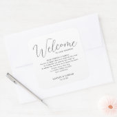 Elegante Wedding Welcome Bag Quadratischer Aufkleber (Umschlag)