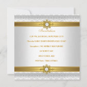 Elegante Wedding White Heart Jewel Rings Einladung (Rückseite)