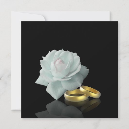 Elegante Wedding White Rose Gold Rings Black Einladung (Rückseite)