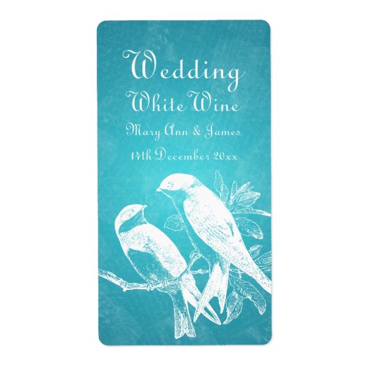 Elegante Wedding Wine Label Love Birds (Vorne)