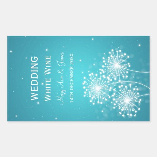 Elegante Wedding Wine Label Sommer Sparkle Rechteckiger Aufkleber (Vorderseite)