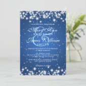 Elegante Wedding Winter Sparkle Blue Einladung (Stehend Vorderseite)
