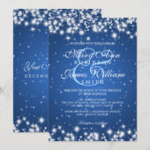 Elegante Wedding Winter Sparkle Blue Einladung (Vorne/Hinten)
