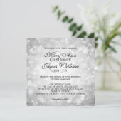 Elegante Wedding Winter Wonderland Sparkle Silver Einladung (Stehend Vorderseite)