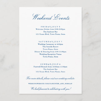 Elegante Weekend Events Navy Blue Wedding Begleitkarte