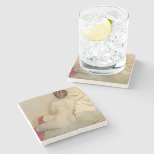 Elegante Weibliche Schönheit mit roten Strümpfen Steinuntersetzer (Seitenansicht)