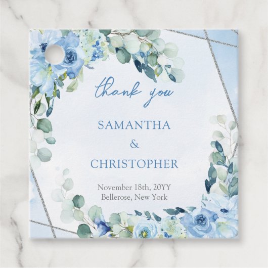 Elegante weiche Aquarellfarben Blütenhochzeit Geschenkanhänger (Vorderseite)