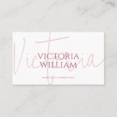 Elegante, weiche, blassrosa Schrift-QR-Code-Visite Visitenkarte (Vorderseite)