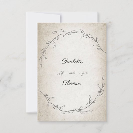 Elegante weiche Blätter mit RSVP-Karte RSVP Karte (Rückseite)