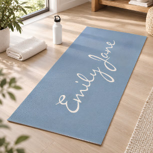 Elegante weiche blaue handgeschriebene Schrift Nam Yogamatte