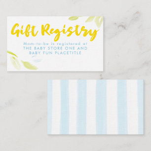 Elegante weiche blaue und gelbe Geschenkregistrier Begleitkarte