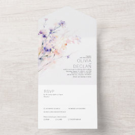Elegante weiche Blume Lila Hochzeit All In One Einladung