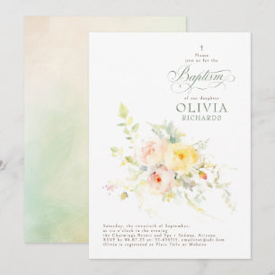 Elegante weiche Blume Taufe Einladung