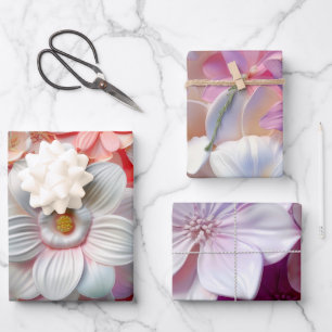 Elegante weiche Farben 3D rosa Blütenblätter flora Geschenkpapier Set