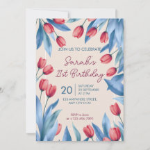Elegante weiche florale Tulpen-Einladung zum 21. G