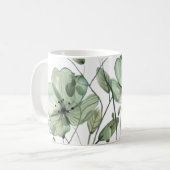 Elegante weiche grüne Blumenillustration Kaffeetas Kaffeetasse (Vorderseite Links)