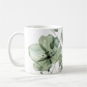 Elegante weiche grüne Blumenillustration Kaffeetas Kaffeetasse (Links)