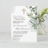 Elegante weiche grüne Blütenmesse Einladung (Stehend Vorderseite)