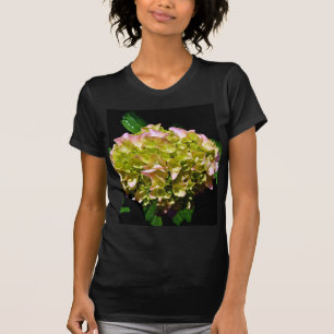 Elegante weiche grüne rosa florale Hortensien T-Shirt