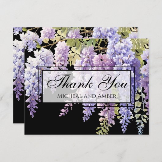 Elegante weiche, lila Aquarellweide Dankeskarte (Vorne/Hinten)