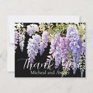 Elegante, weiche, lila-blaue Aquarell-Wisterie Dankeskarte