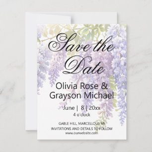 Elegante, weiche, lila blaue Wasserfarben-Wisterie Save The Date