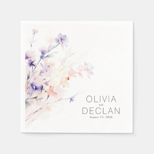 Elegante, weiche, Lila und weiche Blume Serviette (Vorderseite)
