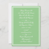 Elegante weiche Minze + Dusche für weiße Paare Einladung (Rückseite)