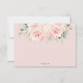 Elegante, weiche Pastel Blush Rose Hochzeit RSVP Karte (Rückseite)