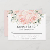 Elegante, weiche Pastel Blush Rose Hochzeit RSVP Karte (Vorne/Hinten)