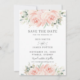 Elegante, weiche Pastel Blush Rose Hochzeit Save The Date